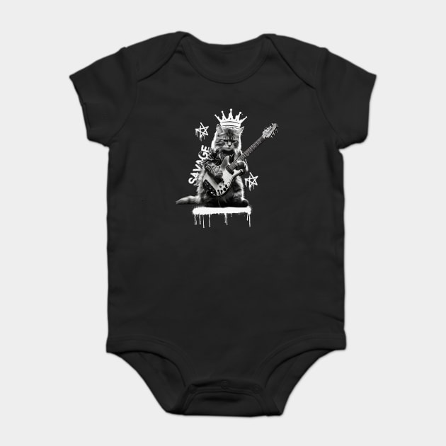 Rock Cat Playing Guitar Baby Bodysuit by The WYLD Tribe